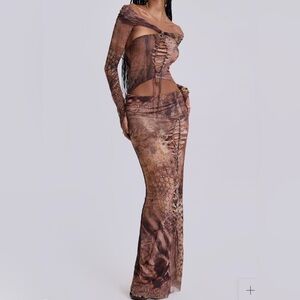 Jaded London Brown Reptile Print Dress